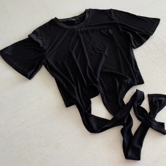 💖 SABA - Black Blouse with Tie 💖 - Picture 4 of 6